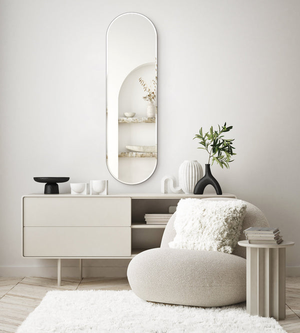 LEVOO Enrica oval wall mirror black half round high