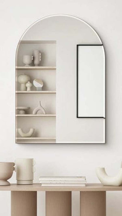 LEVOO Carina Asymmetrical wall mirror black half round