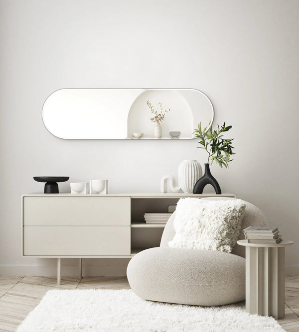 LEVOO Enrica oval wall mirror black half round high