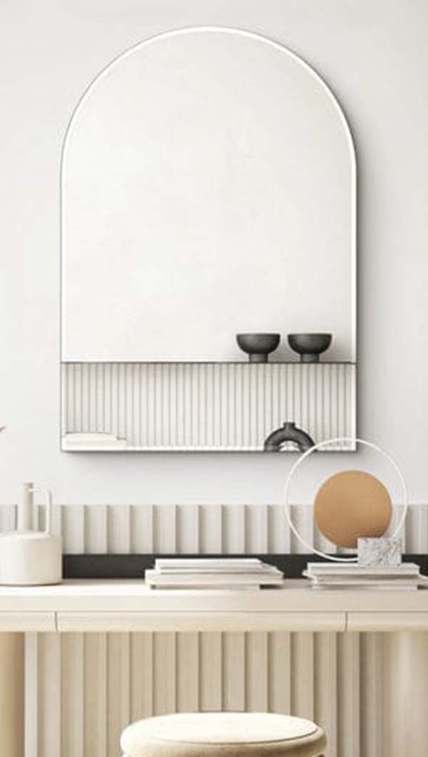 LEVOO Carina Asymmetrical wall mirror black half round